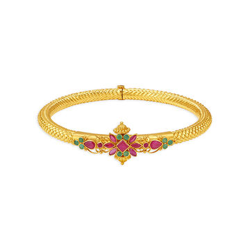 Zig-Zag Gold and Diamond Bangle