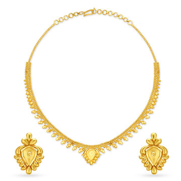Tear Drop Gold Necklace Set