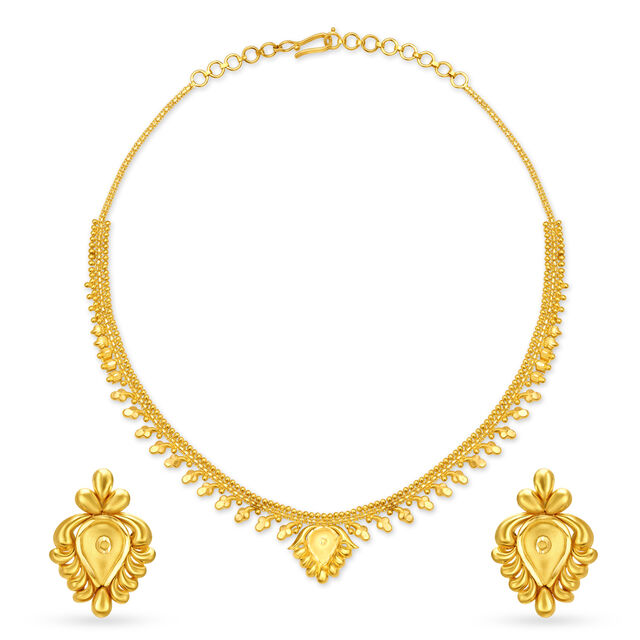 Tear Drop Gold Necklace Set,,hi-res 
