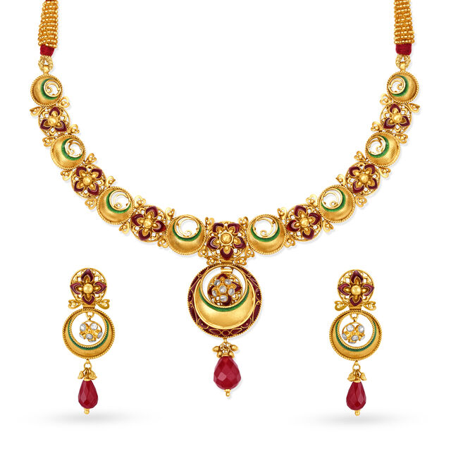 Round Gold Necklace Set 