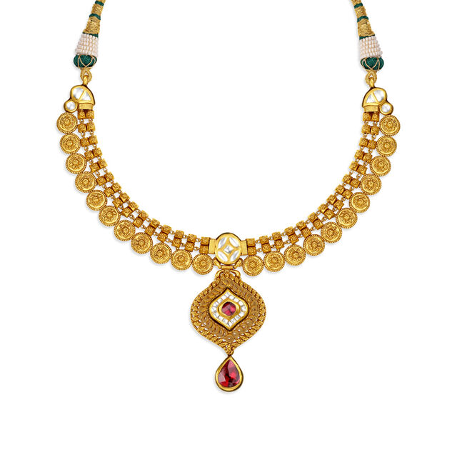 Pristine Floral Gold Necklace Set,,hi-res 2
