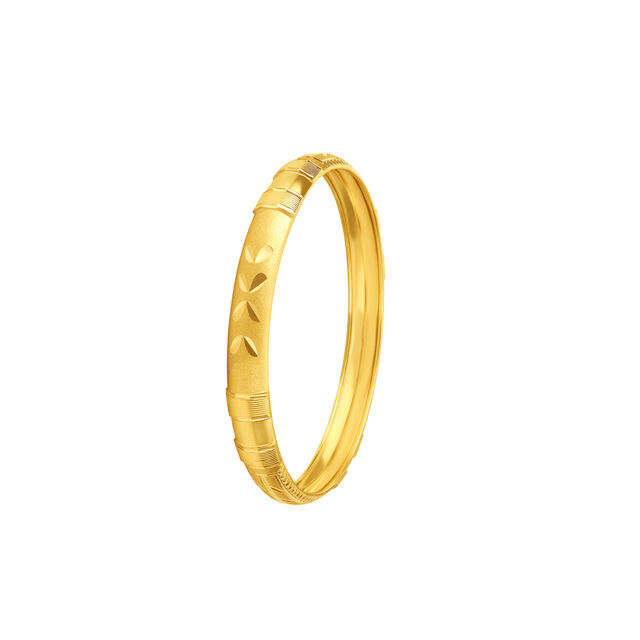 Flatly Carved Gold Bangle,,hi-res 3