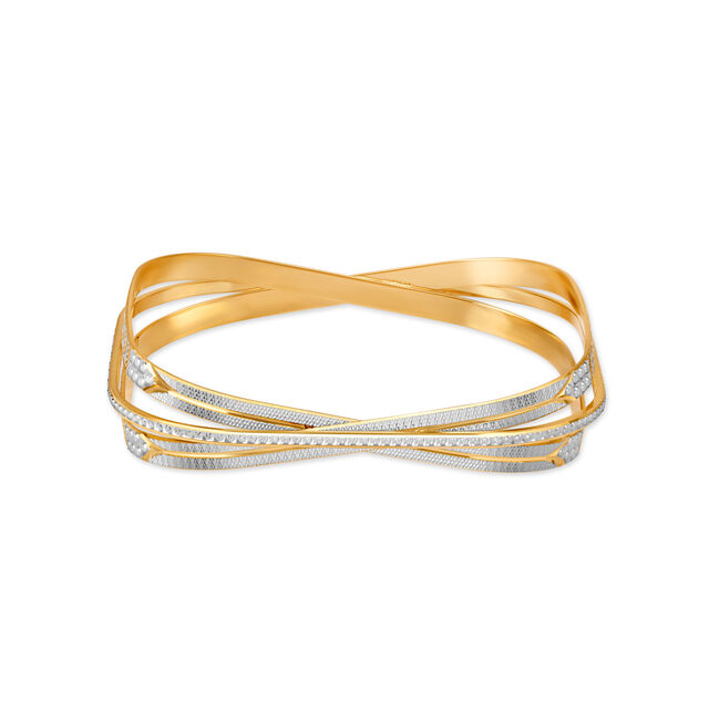 Geometric Yellow Gold Square Stacked Bangle 