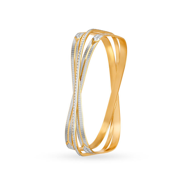 Geometric Yellow Gold Square Stacked Bangle 2