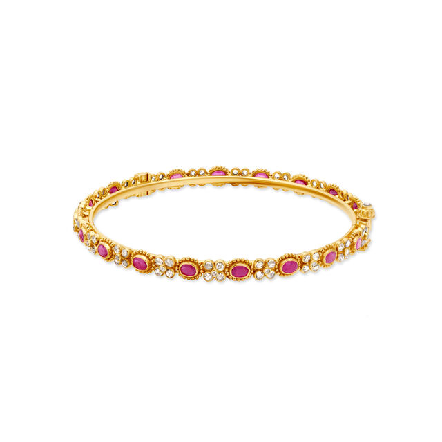 Fashionable Ruby Studded Gold Bangle,,hi-res 2