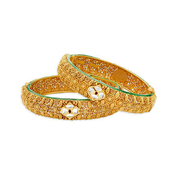 Floral Patterned Antique Gold Bangle