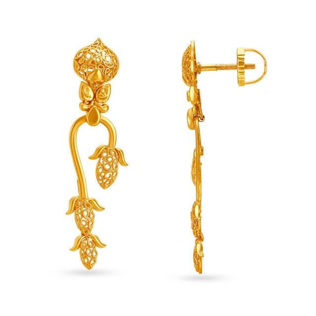 Exquisite 22 Karat Yellow Gold Floral Drops 2