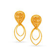 Sophisticated 22 Karat Yellow Gold Jali-Work Drop Earrings 