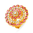 Ravishing Floral Cocktail Gold Finger Ring,,hi-res 