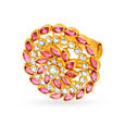 Ravishing Floral Cocktail Gold Finger Ring,,hi-res 2