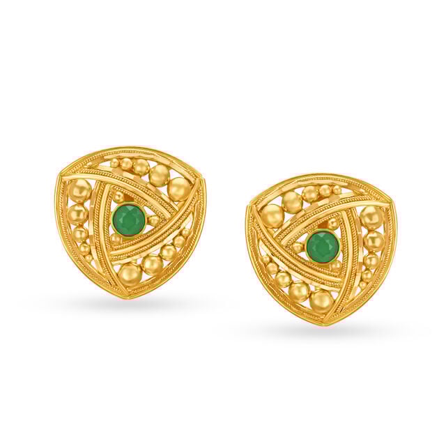 Unique Gold Stud Earrings with Coloured Centre,,hi-res 