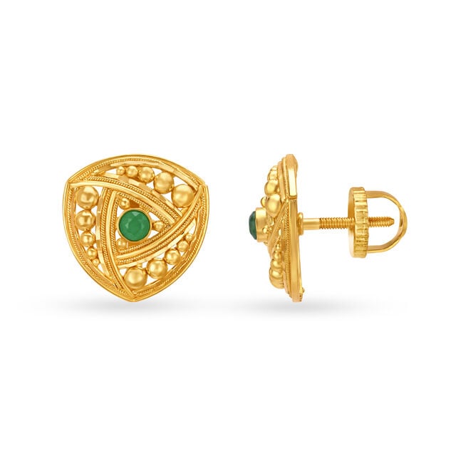 Unique Gold Stud Earrings with Coloured Centre,,hi-res 2