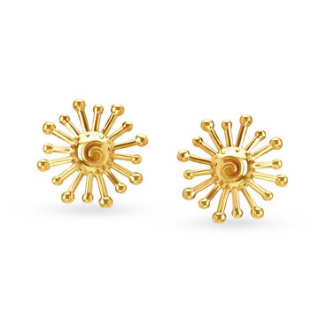 Radiant Fancy Contemporary Gold Stud Earrings