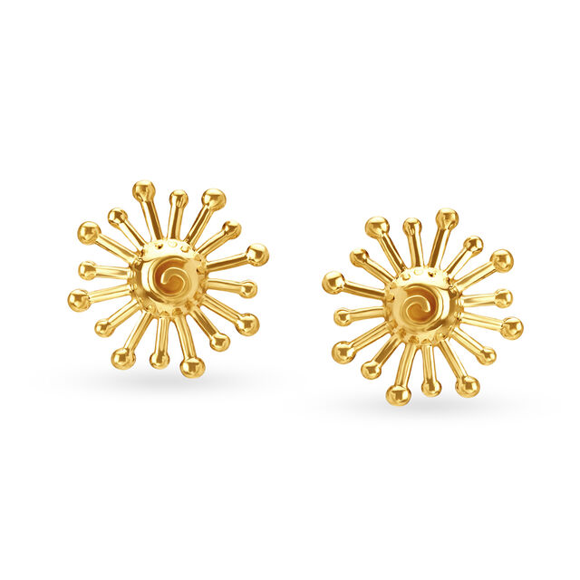 Radiant Fancy Contemporary Gold Stud Earrings 
