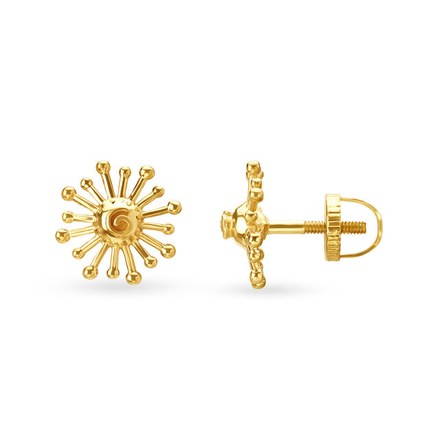 Radiant Fancy Contemporary Gold Stud Earrings 2