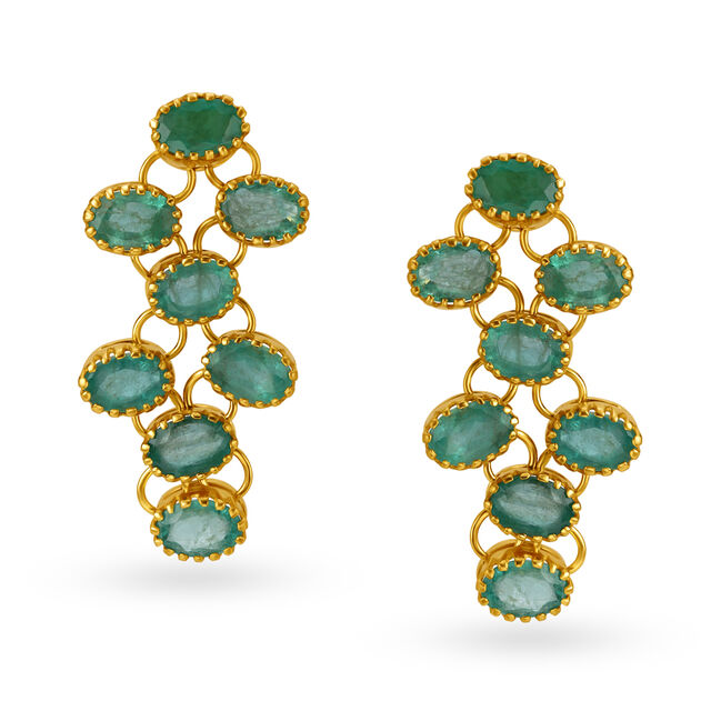 Fancy Charming Emerald Drop Earrings 