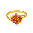 Elegant 22 Karat Yellow Gold And Ruby Finger Ring,,hi-res 2