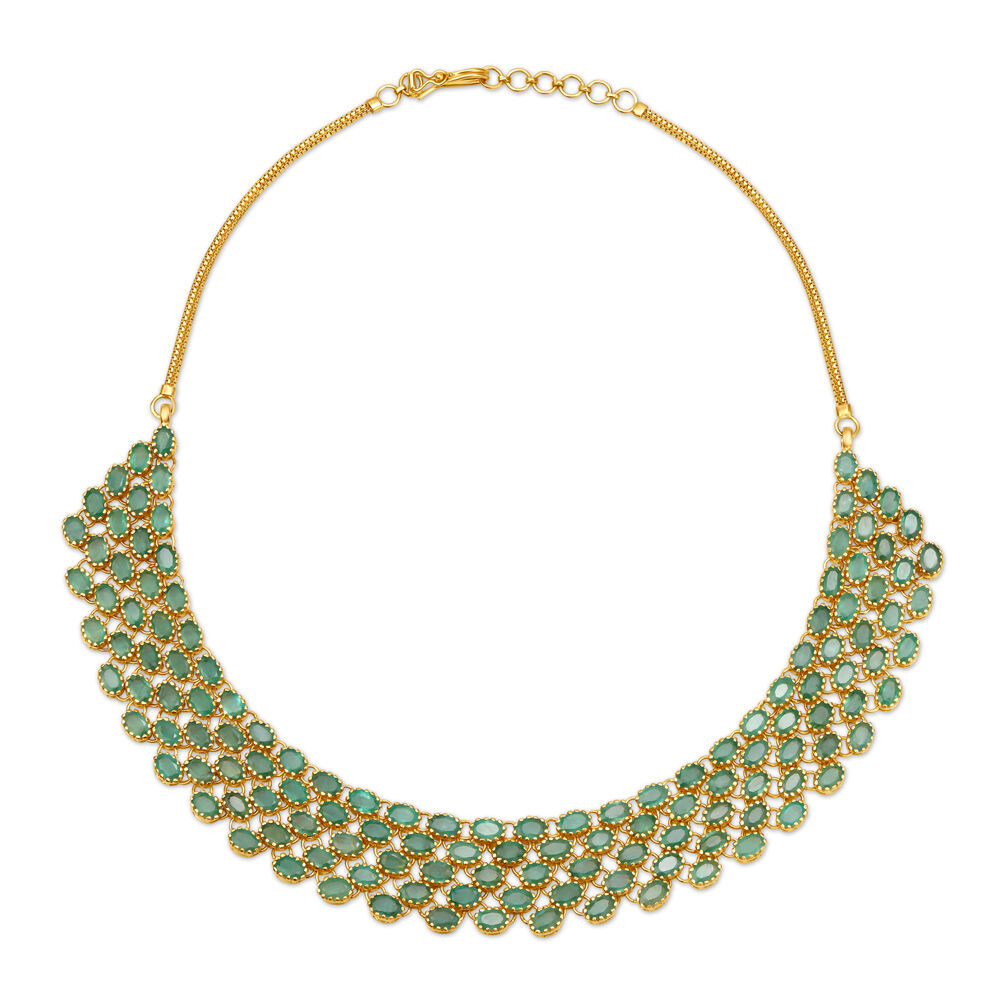 Buy Lustrous Emerald Studded Gold Necklace at Best Price Tanishq Singapore Online Store