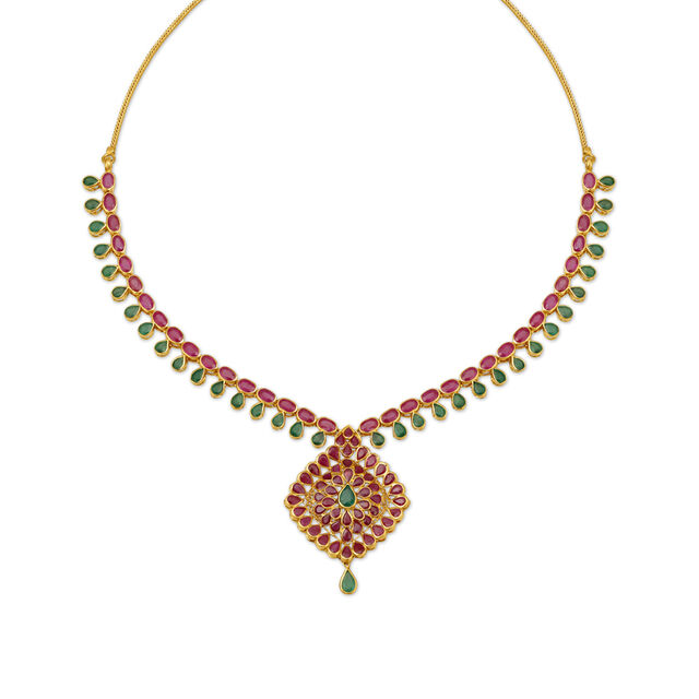 Stately Emeralds and Rubies Floral Necklace 2