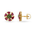 Surreal Emerald and Ruby Nakshatra Stud Earrings 2