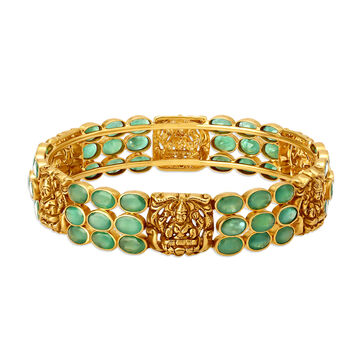 Traditional Green Beads Gold Bangle