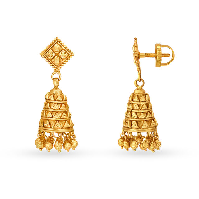 Entrancing 22 Karat Yellow Gold Jhumki Style Drop Earrings,,hi-res 2