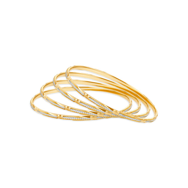 Elegant Yellow Gold Ribbed Bangles