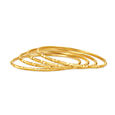 Graceful Yellow Gold Striated Bangles 