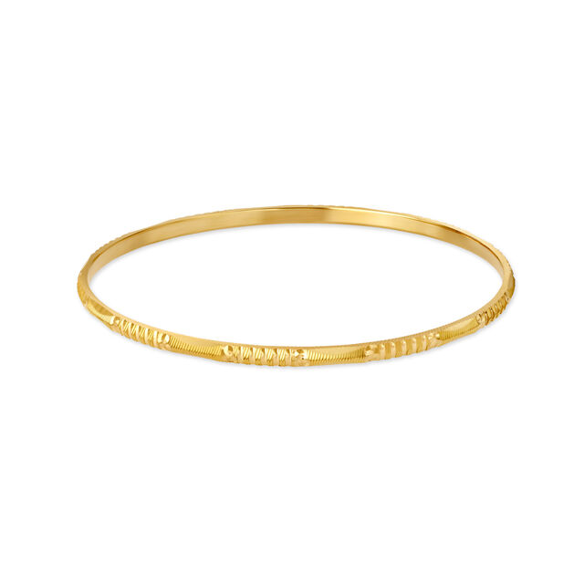 Stylish Yellow Gold Furrowed Bangles,,hi-res