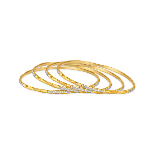 Scintillating Yellow Gold Segmented Bangles