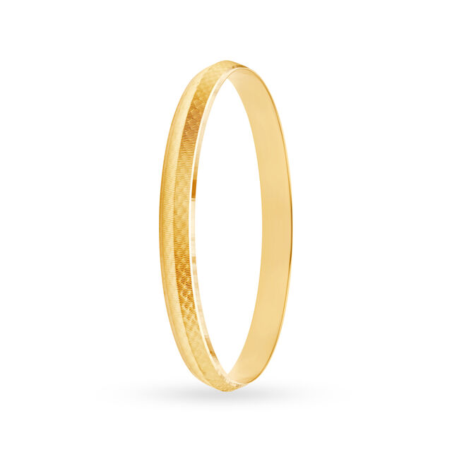 Appealing Yellow Gold Ridged Kada,,hi-res 2