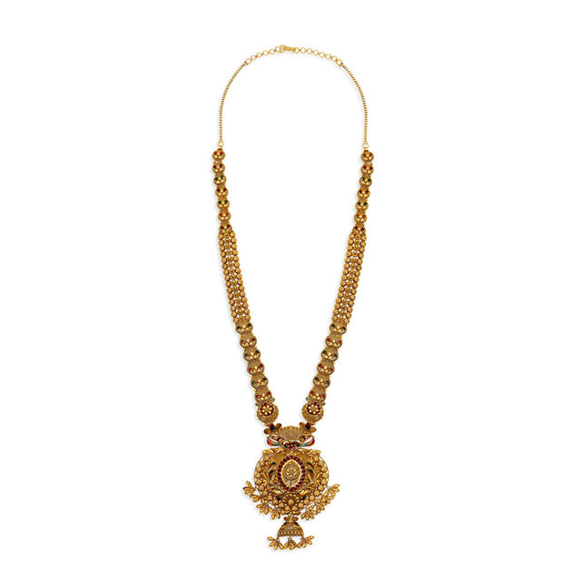 Brilliant 22 Karat Yellow Gold Filigree Haaram,,hi-res 