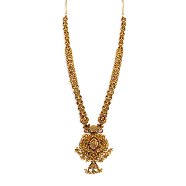 Brilliant 22 Karat Yellow Gold Filigree Haaram,,hi-res 2