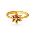Colourful Floral Gold Finger Ring For Kids 2