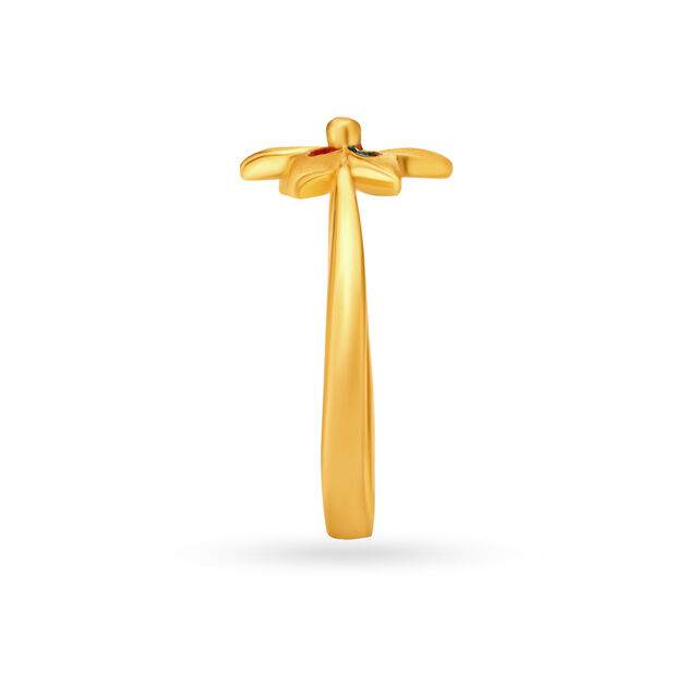 Colourful Floral Gold Finger Ring For Kids 3