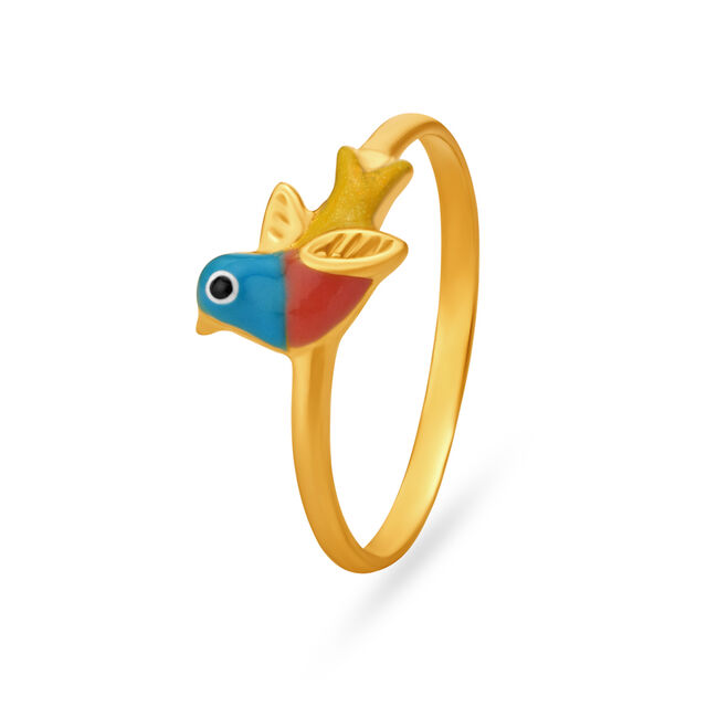 Tropical Parrot Gold Finger Ring for Kids