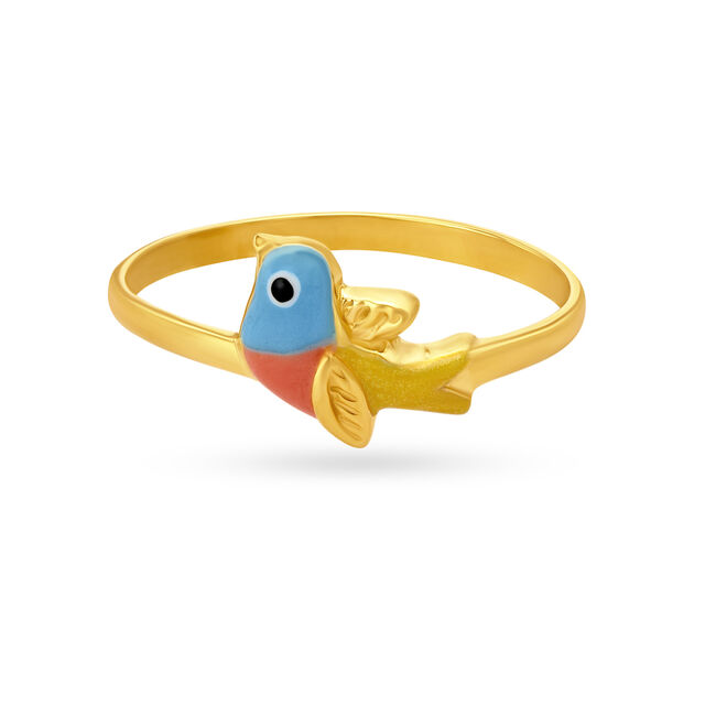 Tropical Parrot Gold Finger Ring for Kids