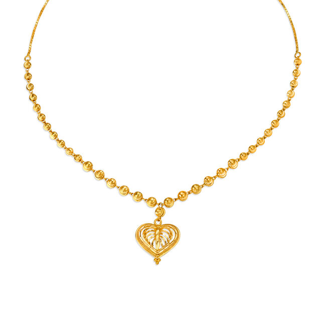 Heart Gold Necklace and Earrings Set,,hi-res 2
