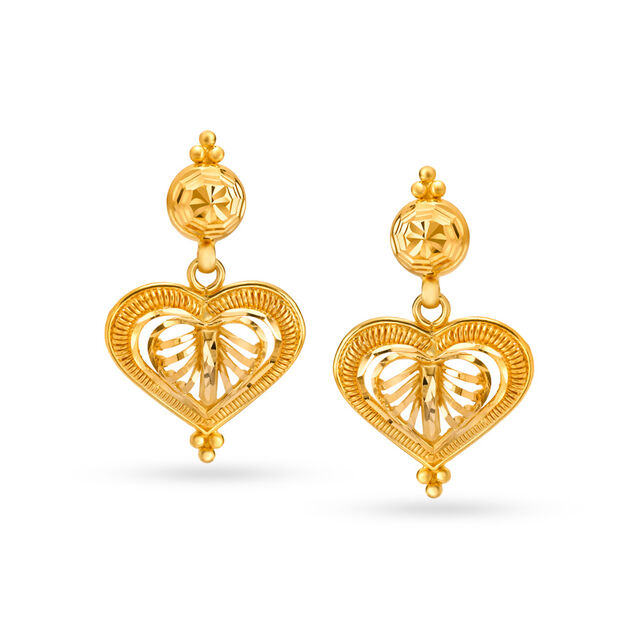 Heart Gold Necklace and Earrings Set,,hi-res 3