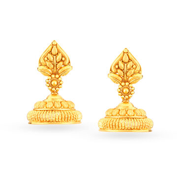 Exquisite 22 Karat Yellow Gold Leaf Jhumkas