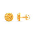 Traditional Petite Floral Round Gold Stud Earrings 2