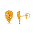 Intricate 22 Karat Yellow Gold Teardrop Studs 2