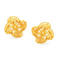 Antique Glossy Gold Curved Square Stud Earrings 