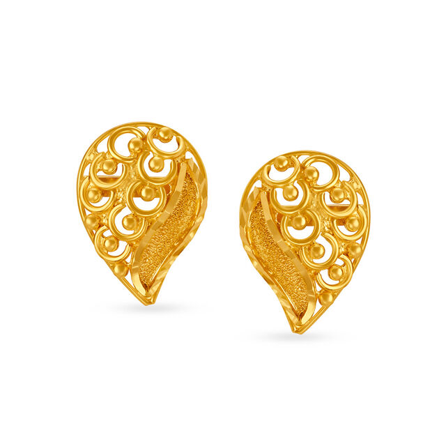 Paisley Gold Stud Earrings 