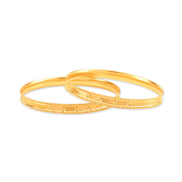 Shimmering Yellow Gold Embossed Bangles,,hi-res 