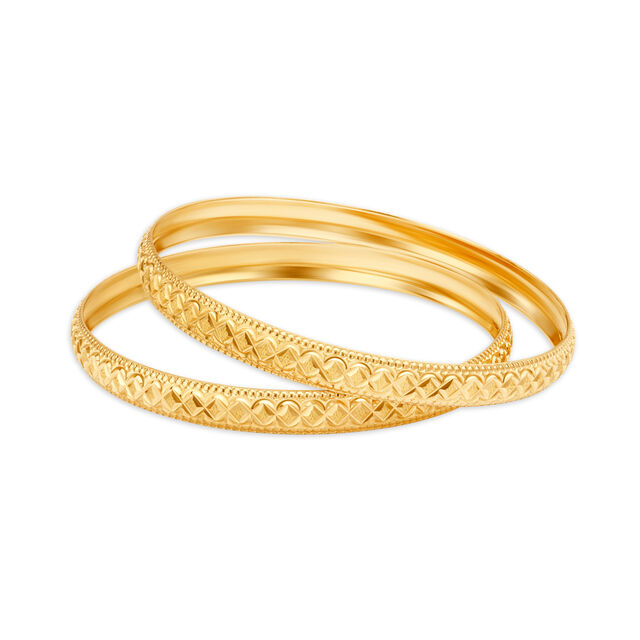 Charming Yellow Gold Square Embossed Bangles,,hi-res 