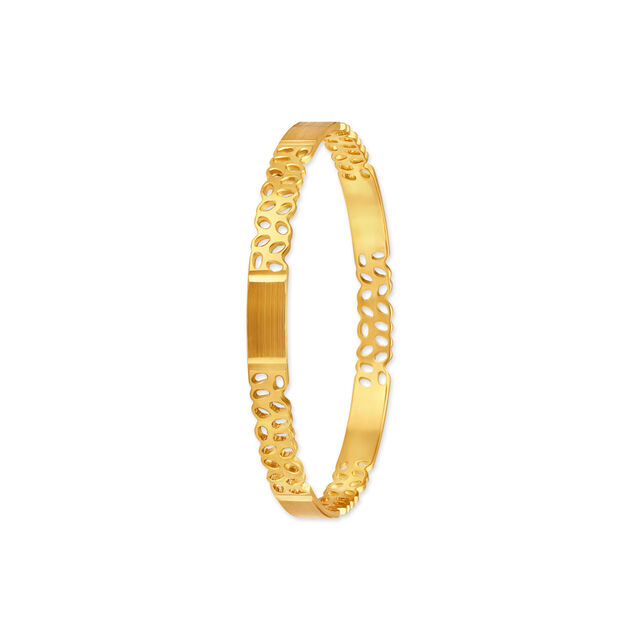 Artistic Yellow Gold Oval Lattice Bangle 2