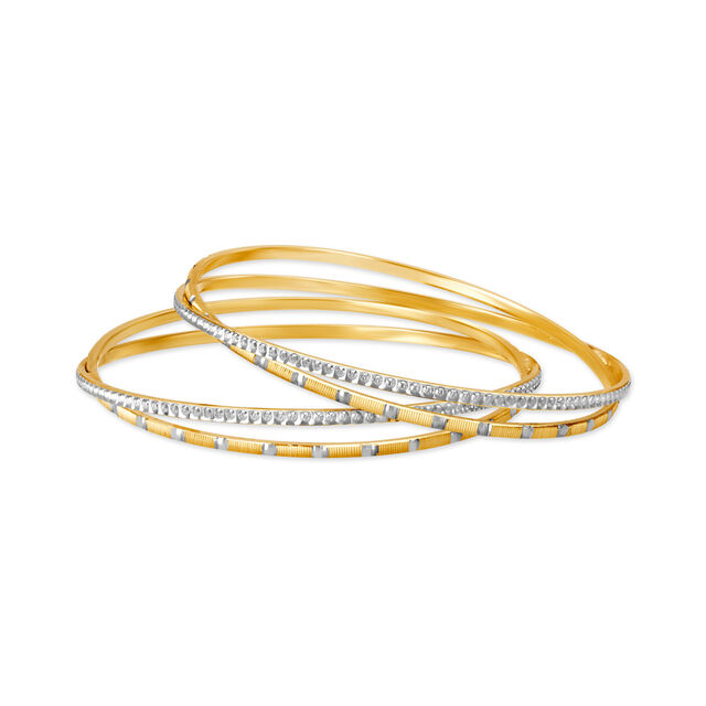 Urbane Yellow Gold Two-Tone Overlap Bangles 