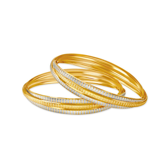 Exquisite Yellow Gold Textured Overlap Bangles 