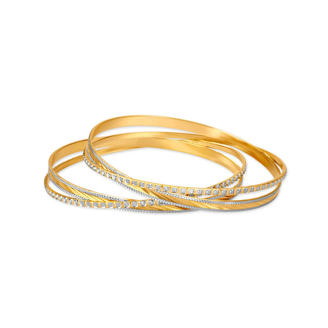 Glimmering Yellow Gold Overlap Bangles 